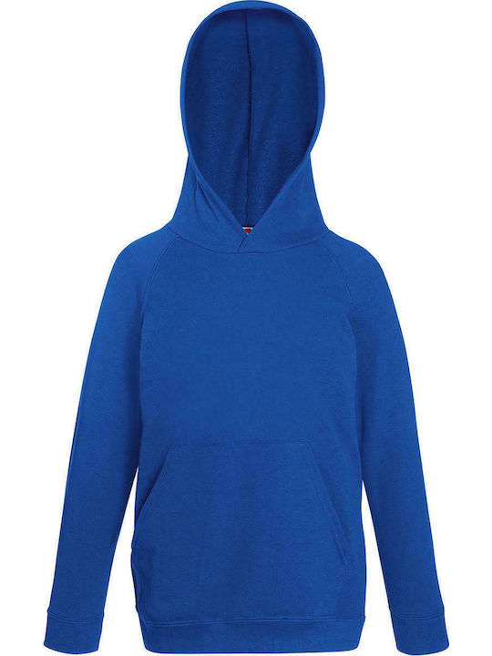 Fruit of the Loom Fleece Kinder-Sweatshirt mit Kapuze und Taschen Blau