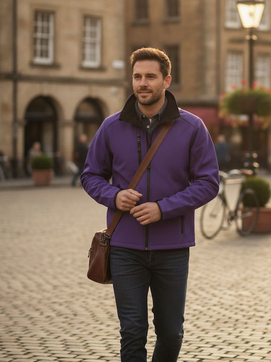 Men's Winter Softshell Waterproof and Windproof Purple Jacket