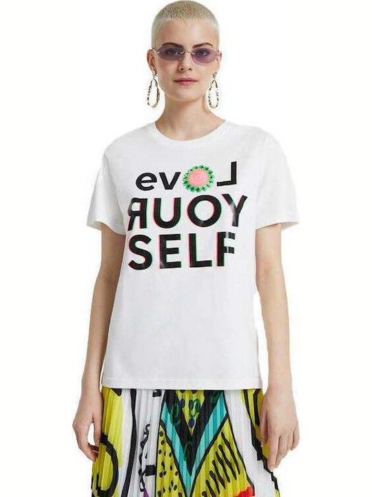 Desigual Love Your Self Women's T-shirt White
