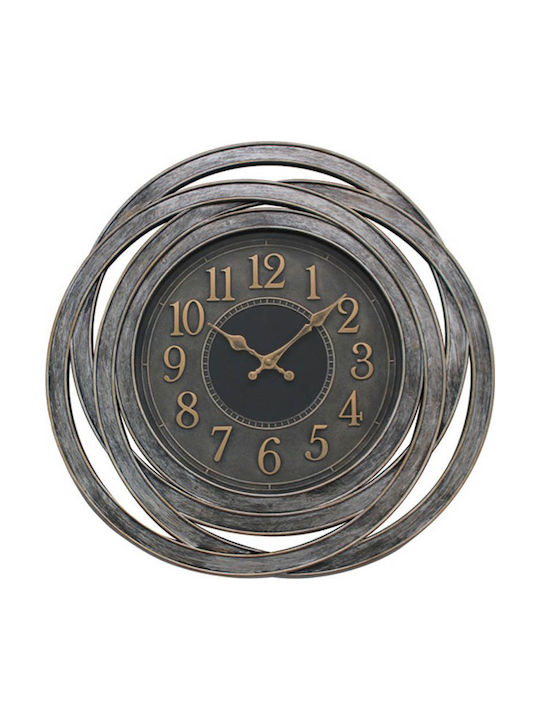 Ankor Ρολόι Τοίχου Αθόρυβο Πλαστικό Αντικέ Ασημί 50.5cm