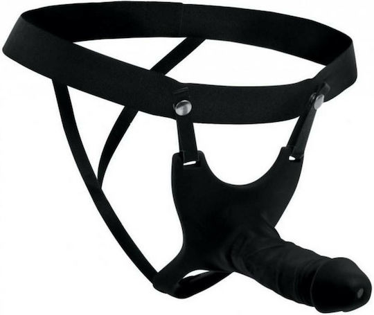 XR Size Matters Hollow Silicone Dildo Strap On Harness with Dildo in Black Color