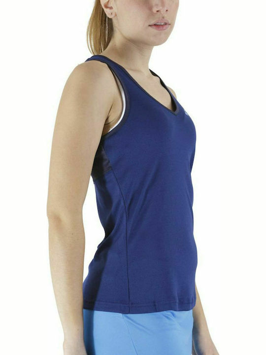 Babolat Damen Sportlich Bluse Ärmellos mit V-Ausschnitt Blau