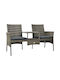 Garden & Outdoor Furniture Set Living Room 3 Pieces Gray with Pillows