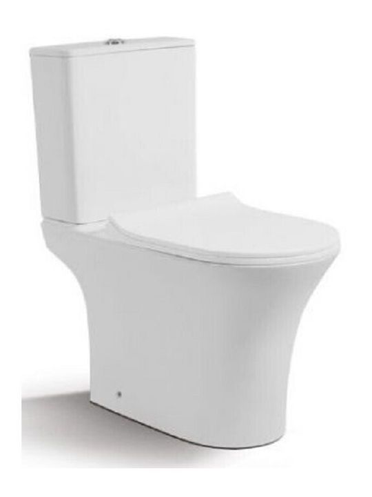 Gloria Dora Rimless Floor-Standing Toilet with Floor Trap that Includes Soft Close Cover White