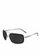 Silhouette Men's Sunglasses with Black Metal Frame and Black Lens 8706 9140