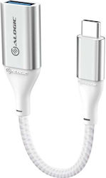 Alogic Конвертор USB-C Мъжки в USB-A Женски Бял...