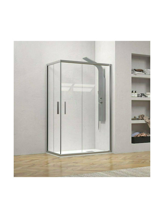 Karag Efe 100 NP-10 Καμπίνα Ντουζιέρας με Συρόμενη Πόρτα 90x140x190cm Clear Glass Argento