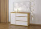 Bufet Nitro Din Lemn Cu Sertare Alb - Stejar 120x40x80cm