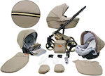 Mikrus Comodo Adjustable 3 in 1 Baby Stroller Suitable for Newborn Gold Cappuccino 15 Eco Leather 14kg