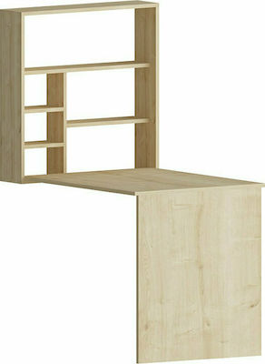 Wooden Ravin Home Office Desk with Bookshelf Sonoma Τοίχου Ανοιγόμενο L63xW90xH154cm