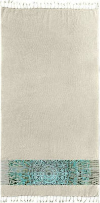 Guy Laroche Pestemal 14 Strandtuch Baumwolle Beige mit Fransen 170x90cm.