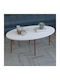 Oval Central Coffee Table Barton Wooden White - Brown W91xL45xH40cm