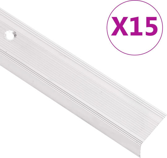 vidaXL Profil Aluminium für Treppen Profil Treppen Form C 15 Stk. Silber 100cm Aluminium 100x100x3cm 15Stück