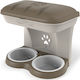 Bama Kunststoff Schale mit Behälter Futter & Wasser für Hund & Katze auf Basis von 2x 52cm in Braun Farbe