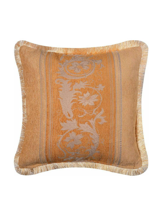 Silk Fashion Decorative Pillow Case 1208 from 100% Cotton Gold 45x45cm.