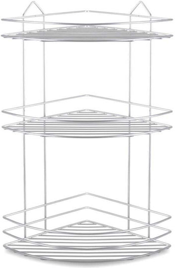 Viosarp Ъглова Стенна Рафтове За Баня Метален с 3 Рафтове 34x24x47см Сребрист