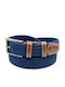 Elastic Men's Fabric Knitted Blue Tan Belt