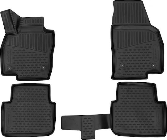Novline Set of Front and Rear Mats 4pcs Tray Type for Skoda Kamiq 2019+ Black