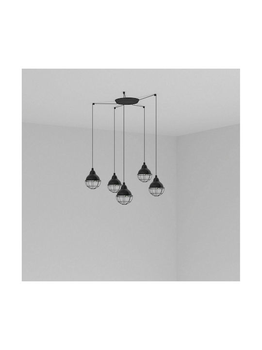 Faro Barcelona Pendant Chandelier for 5 Bulbs E27 Black