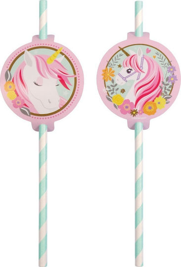 Amscan Papier Strohhalme Mehrfarbig Magical Unicorn 8 Stück