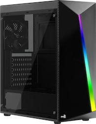 Aerocool Shard Jocuri Turnul Midi Cutie de calculator cu fereastră laterală Negru
