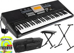 Keyboard Classic Cantabile CPK-403 with 61 Dynamic Keys with Stand and Stool Black Deluxe Bundle