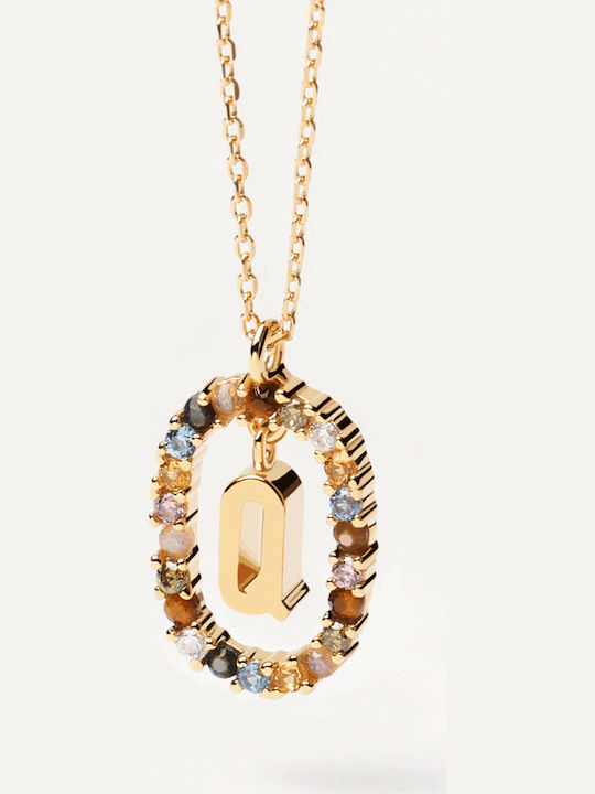P D Paola Letter Collection "Q" Monogram "Q" from Gold Plated Silver with Pearls