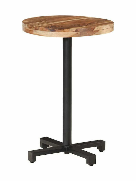 Bistro Outdoor Bar Table with Wood Surface and Metal Frame Natural 50x50x75cm