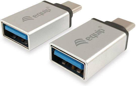 Equip Μετατροπέας USB-C male σε USB-A female Ασημί 1τμχ 133473