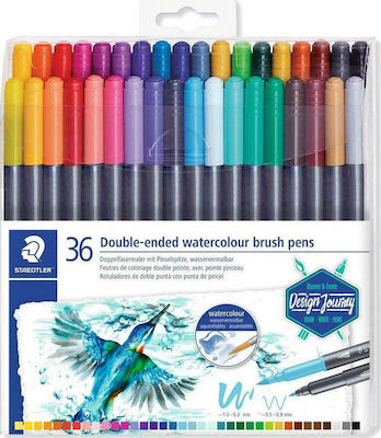 Staedtler Watercolour Brush Pens Drawing Markers Double Tip Set 36 Colors