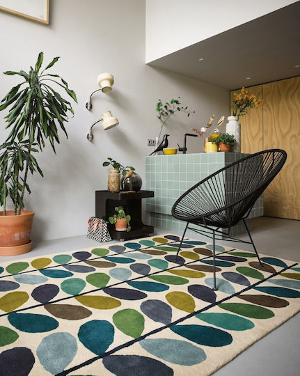Orla Kiely Stem Kingfisher Lucrat manual Covor Rectangular Din lână Multi
