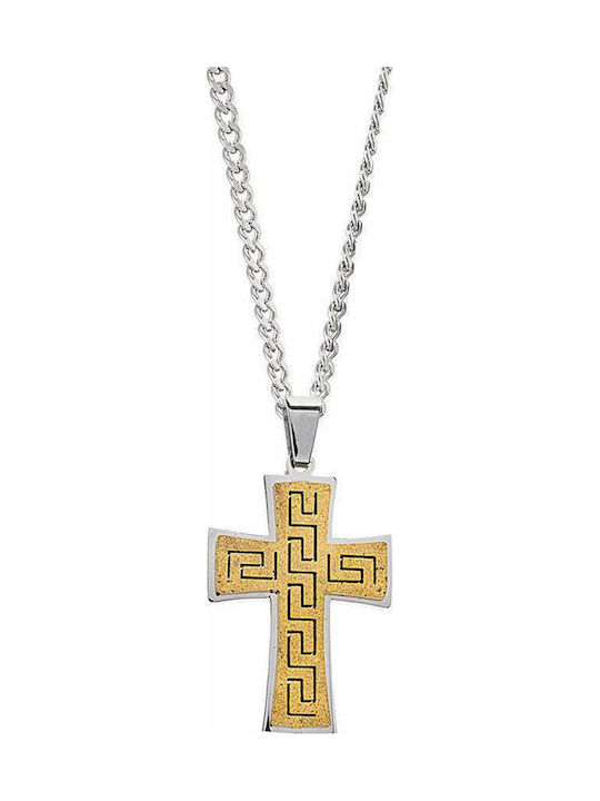 Oxzen Cross from Gold Plated Steel with Chain