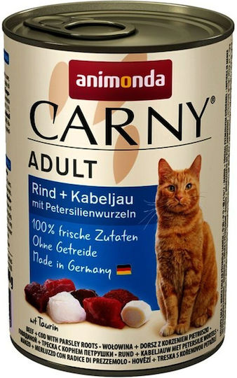 Animonda Carny Adult Wet Food for Adult Cats in Cans with Beef and Cod Grain-Free 400gr