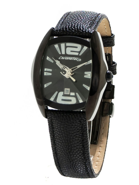 Chronotech Women's Watch with Black Leather Strap