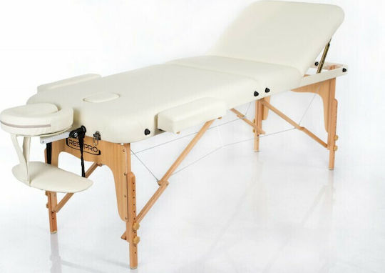 Rest Pro VIP 3 Wooden Portable Ecru Massage and Physiotherapy Bed 192x70cm