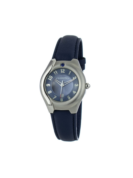 Chronotech Uhr mit Marineblau Lederarmband