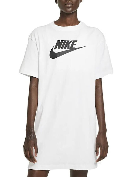 Καλοκαιρινό Mini Αθλητικό Φόρεμα T-shirt Κοντομάνικο Λευκό