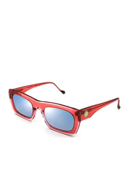 Borbonese Apollo Sunglasses with Red Plastic Frame and Blue Mirror Lens APOLLO 05