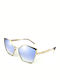 Borbonese Ville Women's Sunglasses with Gold Metal Frame and Light Blue Mirror Lens VILLE 10