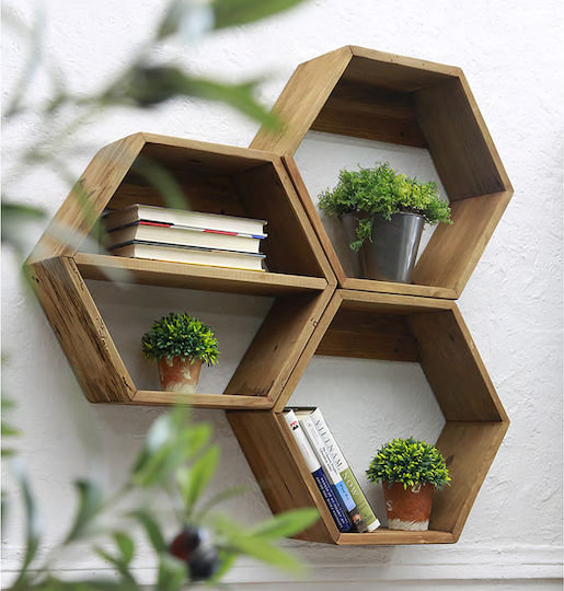 Kypseli Wall Shelf 51.5x17x45cm Brown Kypseli Wall Shelf 51.5x17x45cm Brown
