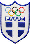 Olympus Sport 890476 Бродирана значка Джудо Гръцко знаме Олимпийски кръгове 7x10 cm