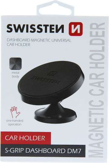 Swissten S-GRIP DASHBOARD DM7 Поставка за Мобилен Телефон за Кола с магнит Черна