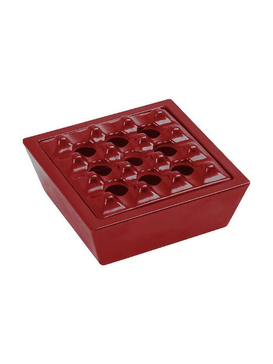 Espiel Tria Aschenbecher Winddicht Hölzernes Rot Glanzvoll Quadratisch 1Stück