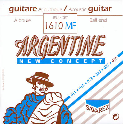 Savarez Set of Silver Plated Strings for Acoustic Guitar Argentine 11 - 46"