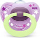 Nuk Orthodontic Pacifier Silicone Signature Night Stars Purple Night with Case for 6-18 months 1pcs