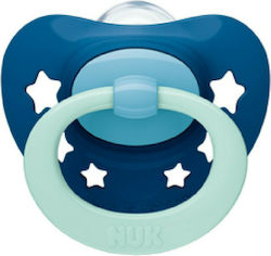 Nuk Orthodontic Pacifier Silicone Signature Stars Blue with Case for 6-18 months 1pcs