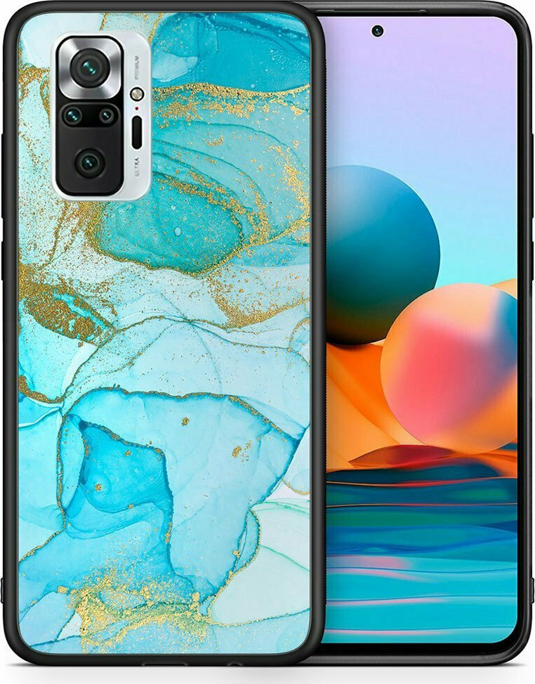 Watercolor Turquoise Gold Xiaomi Redmi Note 10 Pro10 Pro Max θήκη ΔΩΡΕΑΝ Ring Holder 4126