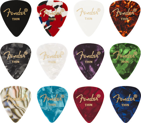 Fender Picks Guitar 351 Celluloid Medley Thin Set 12pcs