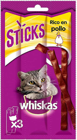 Whiskas Treats in Stick with Chicken Delicious Chicken Sticks for Adults 3pcs for Adult Cats 18gr