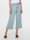 Only High Waist Women's Jean Trousers in Wide Line Blue Denim